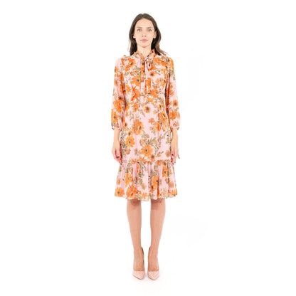 Gathered floral-print crepon midi dress