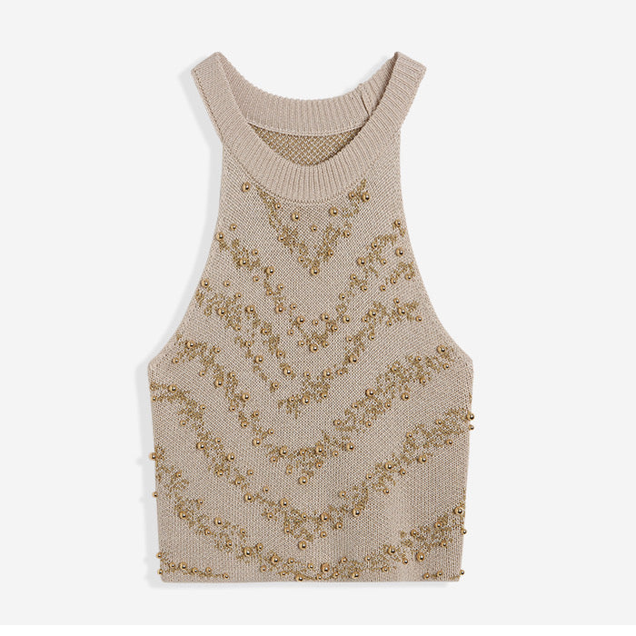 Embroidered knit tank