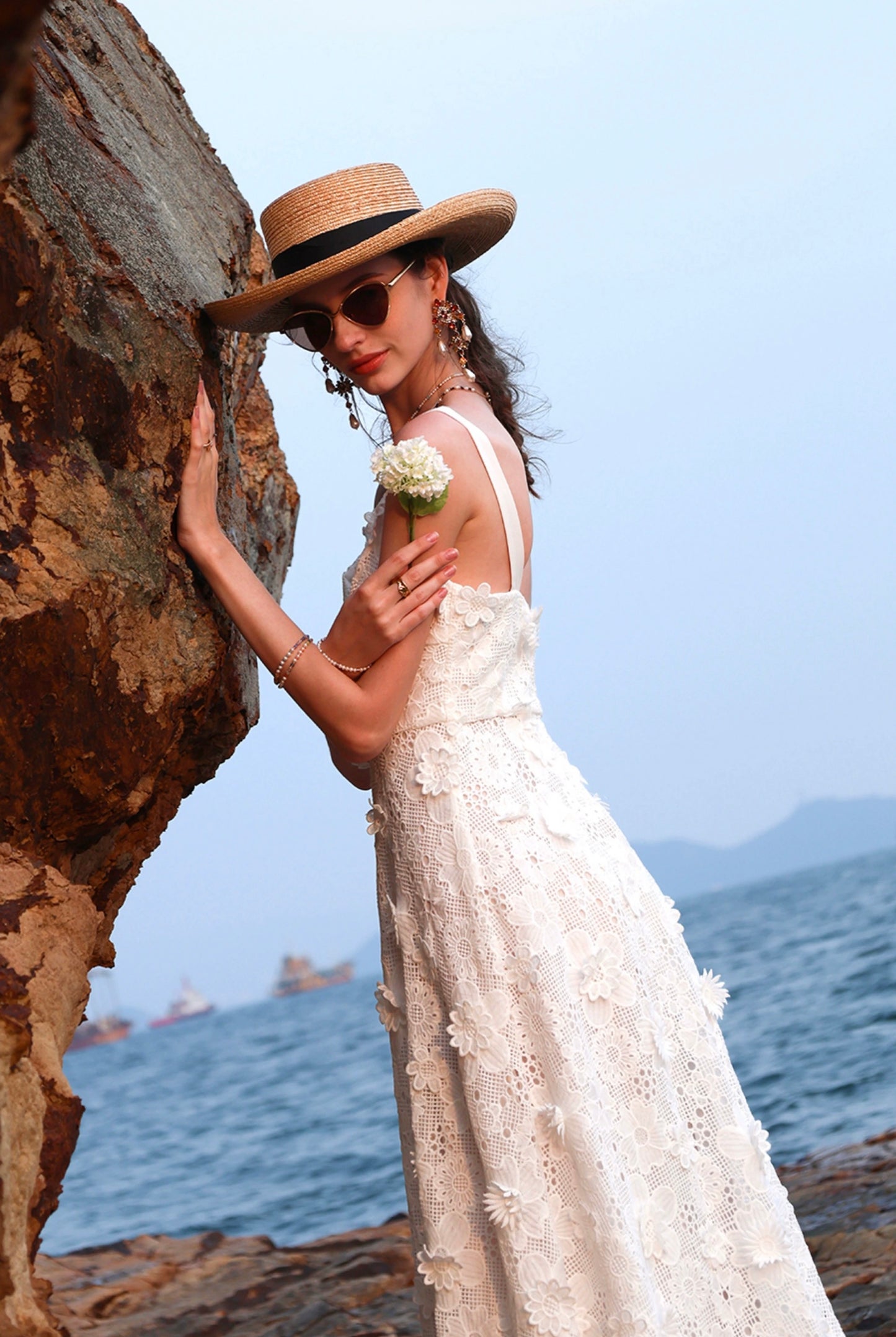 Embellished Maxi Dress in Ivory