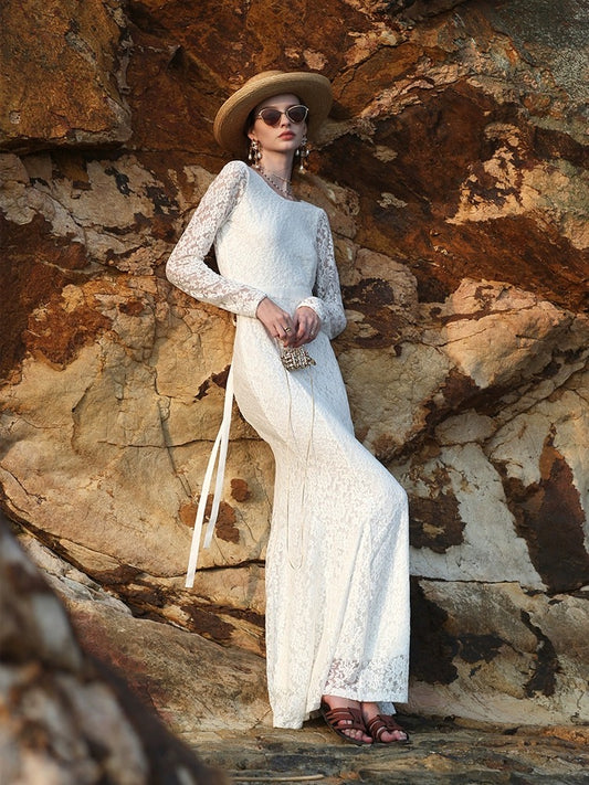 Lace Maxi Dress in Ivory