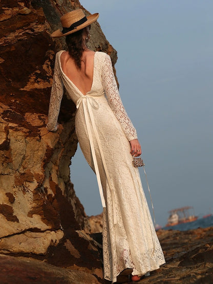 Lace Maxi Dress in Ivory
