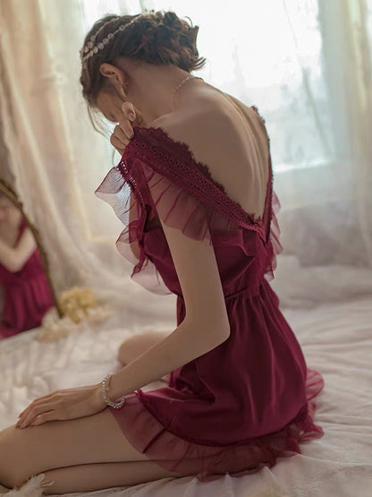 Lace-Trim Mini Sleep Dress