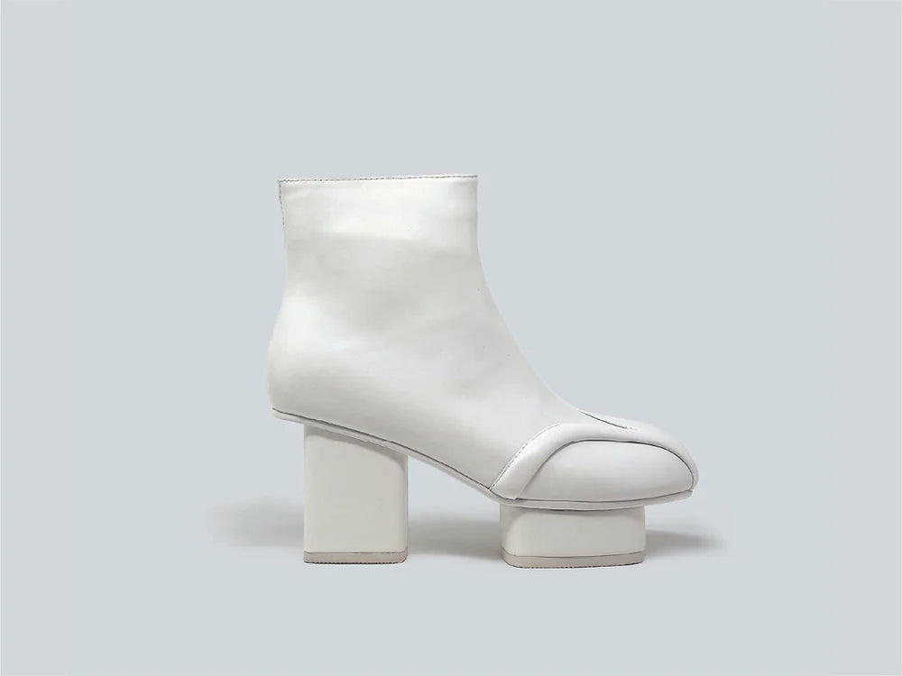 Geisha leather ankle boots White-Half