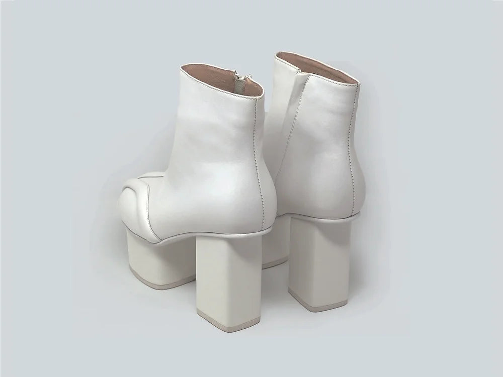 Geisha leather ankle boots White