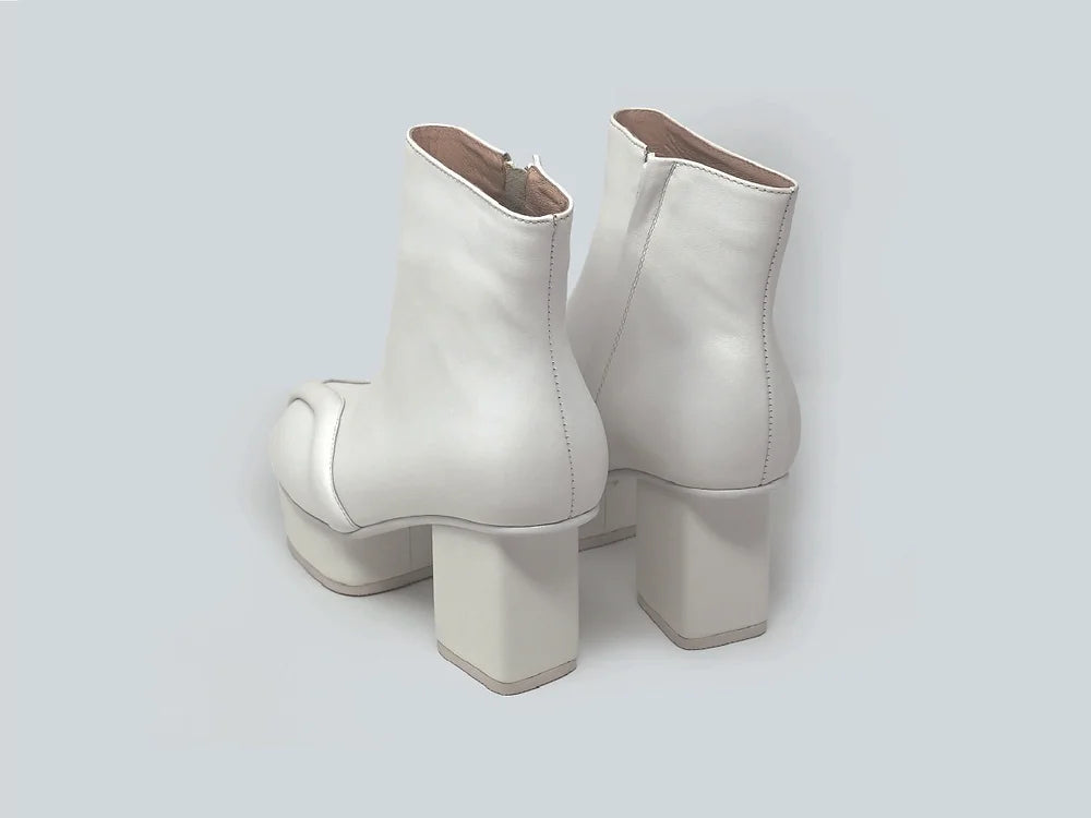 Geisha leather ankle boots White-Half