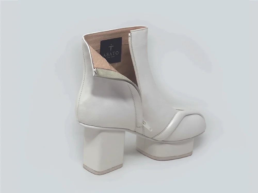 Geisha leather ankle boots White-Half