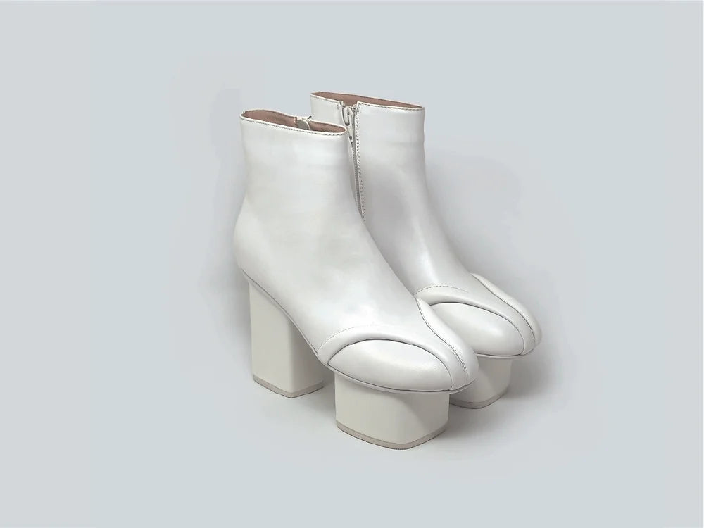 Geisha leather ankle boots White