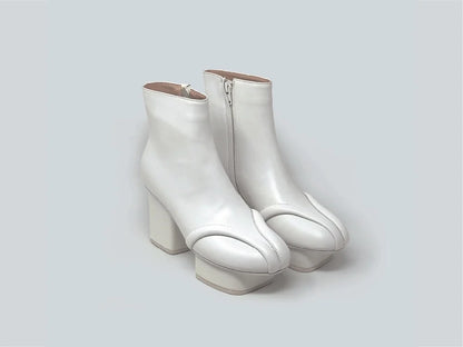 Geisha leather ankle boots White-Half