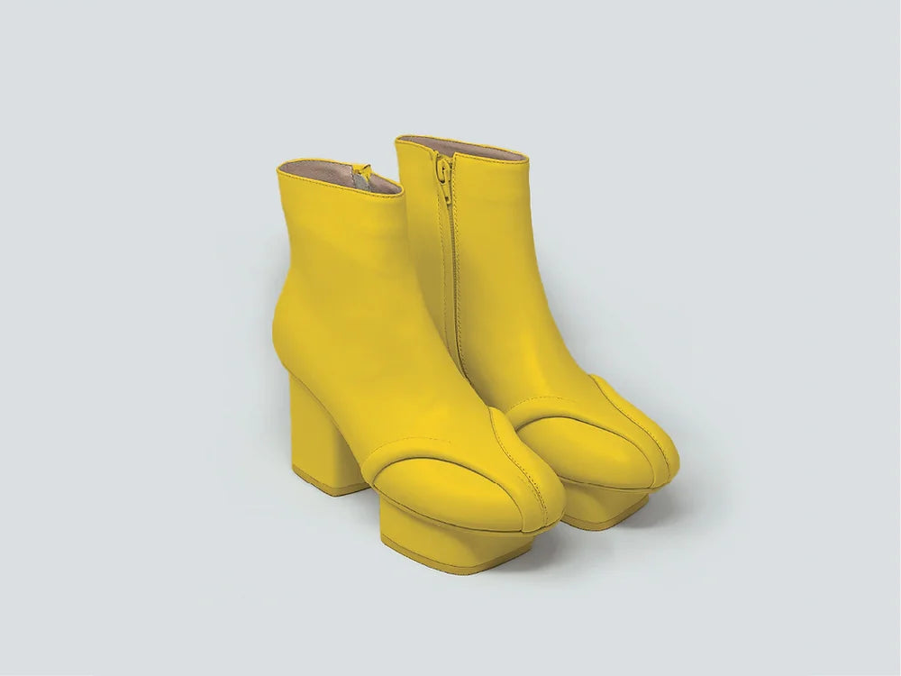 Geisha leather ankle boots Yellow- Half