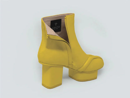 Geisha leather ankle boots Yellow- Half